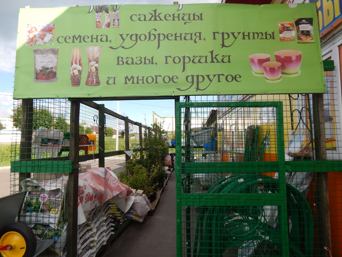 Садовый инвентарь и саженцы
